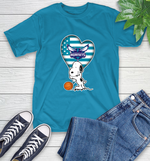 Charlotte Hornets NBA Basketball The Peanuts Movie Adorable Snoopy T-Shirt 8
