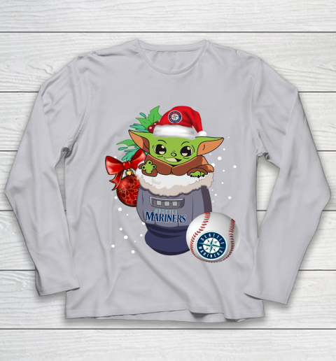 Seattle Mariners Christmas Baby Yoda Star Wars Funny Happy MLB Youth Long Sleeve 5