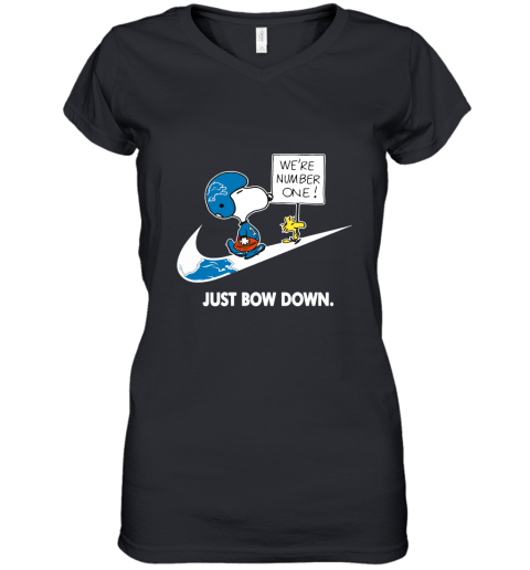 Detroit Lions Are Number One – Just Bow Down Snoopy Women's V-Neck T-Shirt