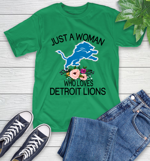 NFL Just A Woman Who Loves Detroit Lions Football Sports T-Shirt 5