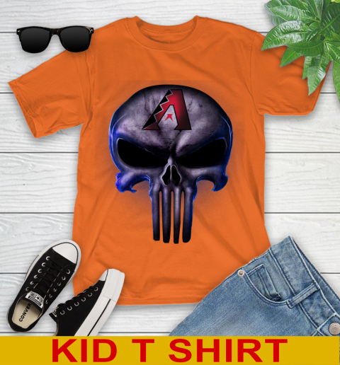 Arizona Diamondbacks MLB Baseball Punisher Skull Sports Youth T-Shirt 8