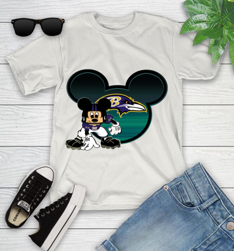 NFL Baltimore Ravens Mickey Mouse Disney Football T Shirt Youth T-Shirt 12