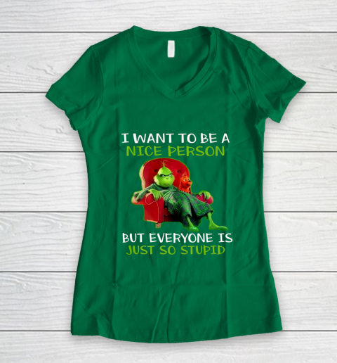 Tee Christmas Grinch Xmas funny quotes Women's V-Neck T-Shirt 3