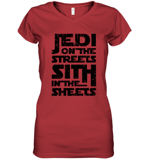 gimd jedi on the streets sith in the sheets star wars shirts women v neck t shirt 39 front red