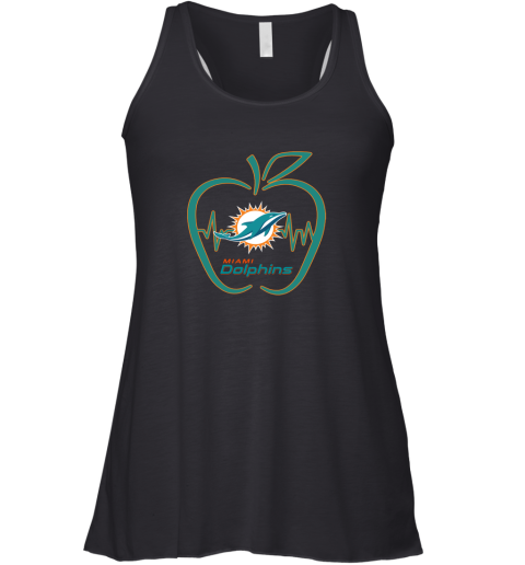 Apple Heartbeat Teacher Symbol Miami Dolphins Racerback Tank