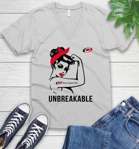 NHL Carolina Hurricanes Girl Unbreakable Hockey Sports V-Neck T-Shirt