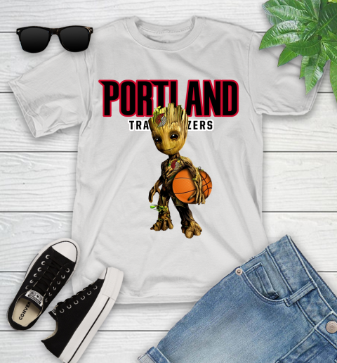 Portland Trail Blazers NBA Basketball Groot Marvel Guardians Of The Galaxy Youth T-Shirt