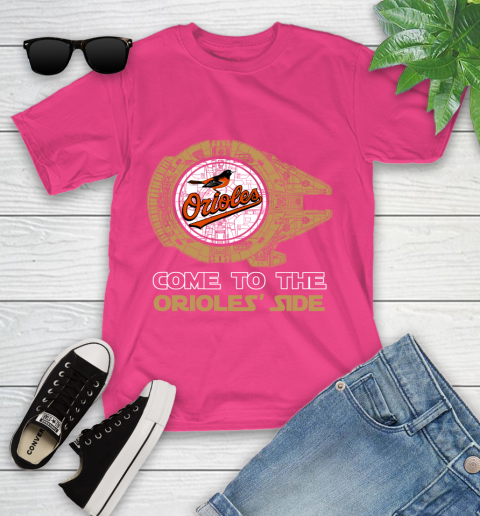 MLB Come To The Baltimore Orioles Side Star Wars Baseball Sports Youth T-Shirt 11