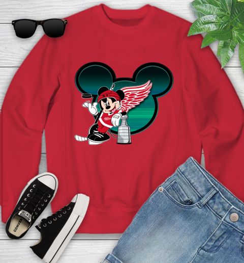 NHL Detroit Red Wings Stanley Cup Mickey Mouse Disney Hockey T Shirt Youth Sweatshirt 9