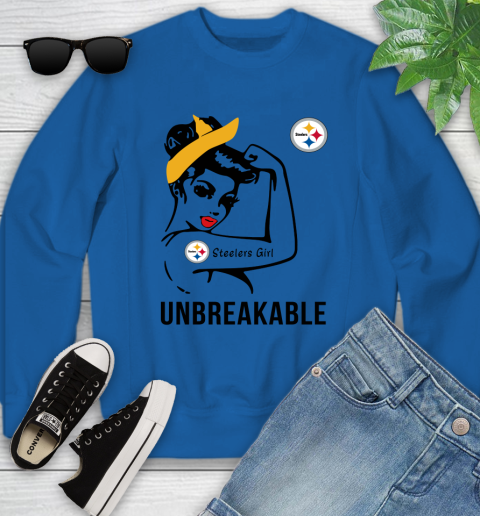 NFL Pittsburgh Steelers Girl Unbreakable Football Sports Youth Sweatshirt 4