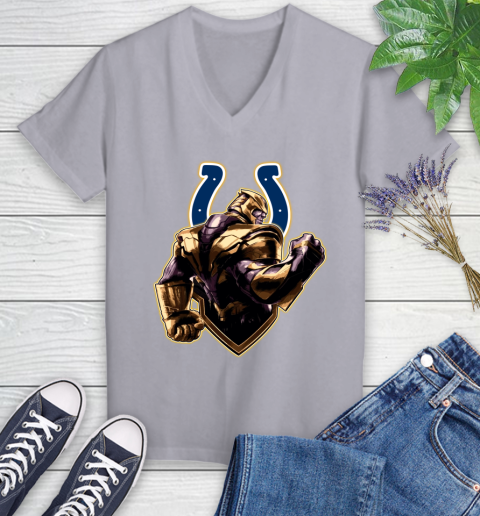 NFL Thanos Avengers Endgame Football Sports Indianapolis Colts Women's V-Neck T-Shirt 4