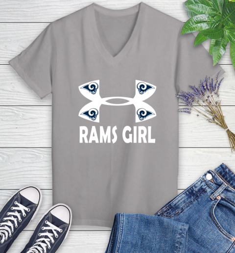NFL Los Angeles Rams Girl Under Armour Football Sports Women's V-Neck T-Shirt 4