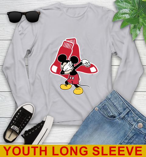 Boston Red Sox MLB Baseball Dabbing Mickey Disney Sports Youth Long Sleeve 6