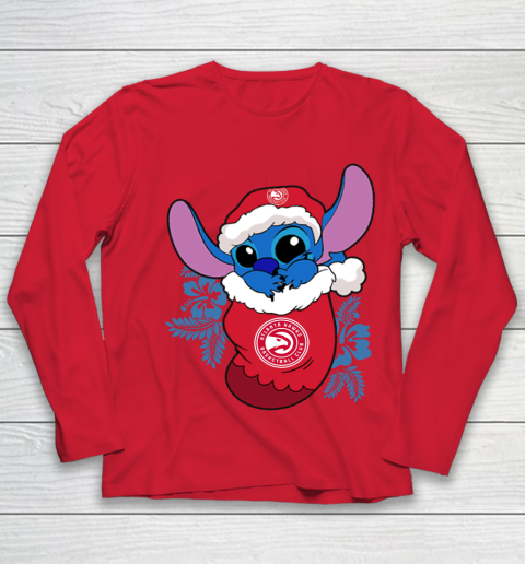 Atlanta Hawks Christmas Stitch In The Sock Funny Disney NBA Youth Long Sleeve 10