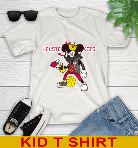 Houston Rockets NBA Basketball Mickey Peace Sign Sports Youth T-Shirt
