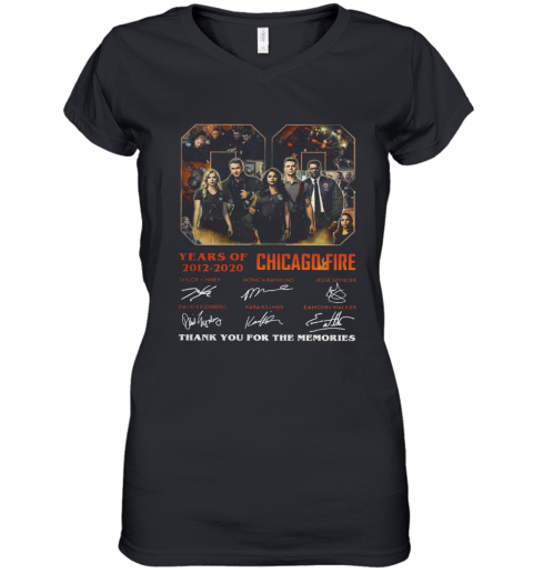 08 Year Of 2012 2020 Chicago Fire Thank You For The Memories Signature Women's V-Neck T-Shirt