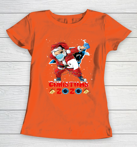 Carolina Panthers Funny Santa Claus Dabbing Christmas 2020 NFL Women's T-Shirt 3
