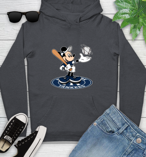 MLB Baseball New York Yankees Cheerful Mickey Disney Shirt Youth Hoodie 8