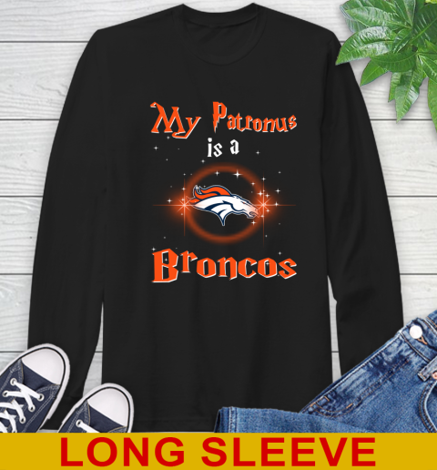 NFL Football Harry Potter My Patronus Is A Denver Broncos Long Sleeve T-Shirt