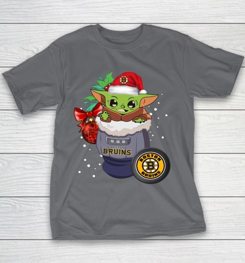 Boston Bruins Christmas Baby Yoda Star Wars Funny Happy NHL Youth T-Shirt 7