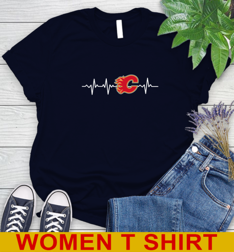 Calgary Flames NHL Hockey Heart Beat Shirt Women's T-Shirt 2