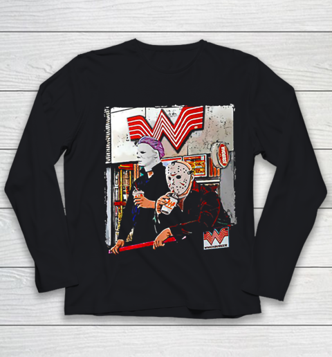 Michael Myers and Jason Voorhees drinking Whataburger Youth Long Sleeve