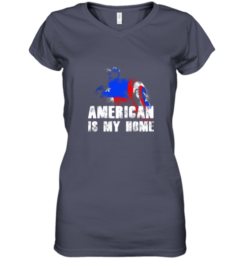 America Is My Home Captain America 4th Of July Women's V-Neck T-Shirt