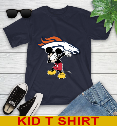 Denver Broncos NFL Football Dabbing Mickey Disney Sports Youth T-Shirt 3