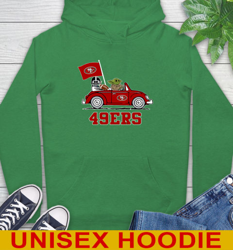 NFL Football San Francisco 49ers Darth Vader Baby Yoda Driving Star Wars Shirt Hoodie 8