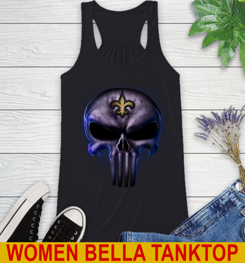 New Orleans Saints NFL Football Punisher Skull Sports Racerback Tank