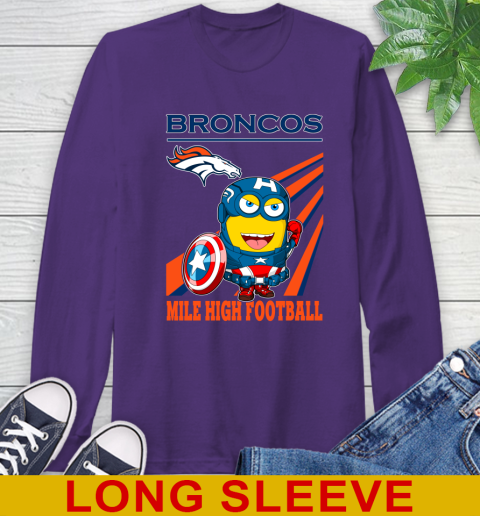 NFL Football Denver Broncos Captain America Marvel Avengers Minion Shirt Long Sleeve T-Shirt 5