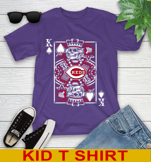 Cincinnati Reds MLB Baseball The King Of Spades Death Cards Shirt Youth T-Shirt 3