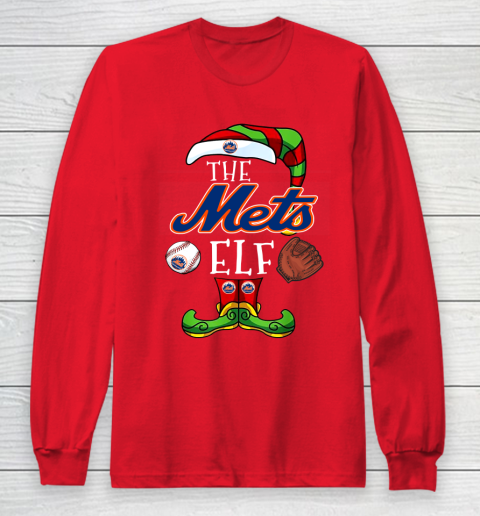 New York Mets Christmas ELF Funny MLB Long Sleeve T-Shirt 7
