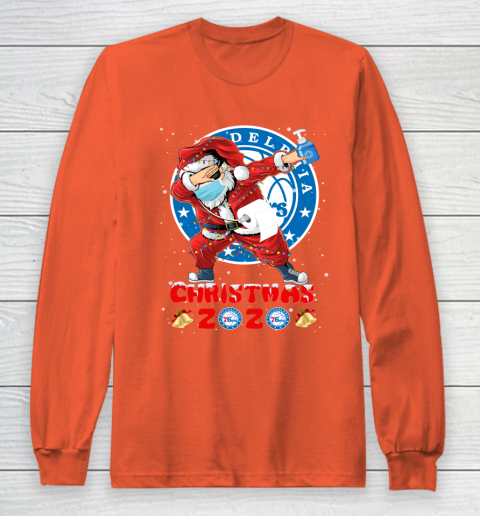 Philadelphia 76ers Funny Santa Claus Dabbing Christmas 2020 NBA Long Sleeve T-Shirt 3