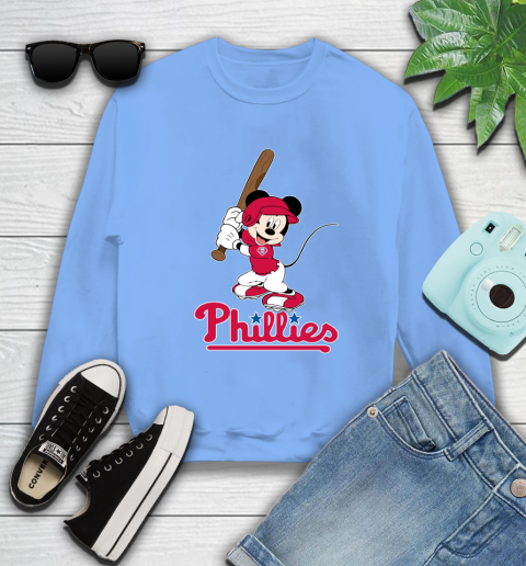 MLB Baseball Philadelphia Phillies Cheerful Mickey Mouse Shirt Sweatshirt 11