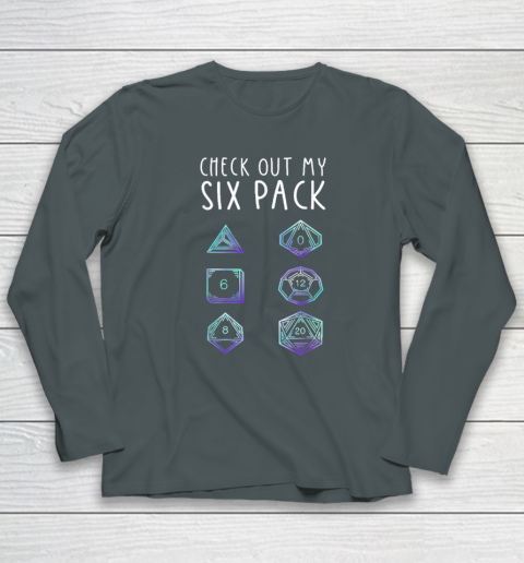 Funny Check Out My Six Pack Dice For Dragons D20 RPG Gamer Long Sleeve T-Shirt 3