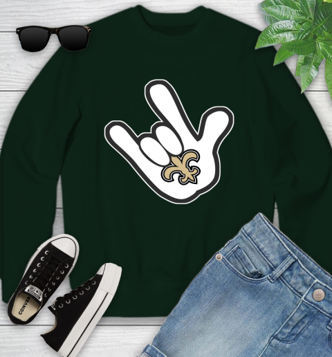 New Orleans Saints NFL Football Mickey Rock Hand Disney Youth Sweatshirt 10