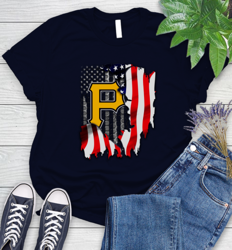 Pittsburgh Pirates MLB Baseball American Flag Women's T-Shirt 2
