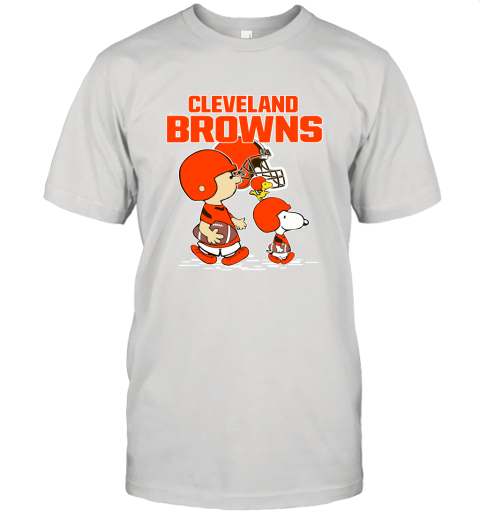 Cleveland Browns Let's Play Football Together Snoopy NFL Unisex Jersey Tee