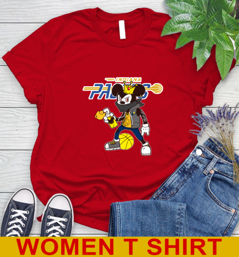 Indiana Pacers NBA Basketball Mickey Peace Sign Sports Women's T-Shirt 10