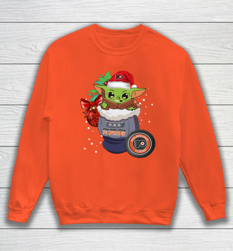 Philadelphia Flyers Christmas Baby Yoda Star Wars Funny Happy NHL Sweatshirt 4