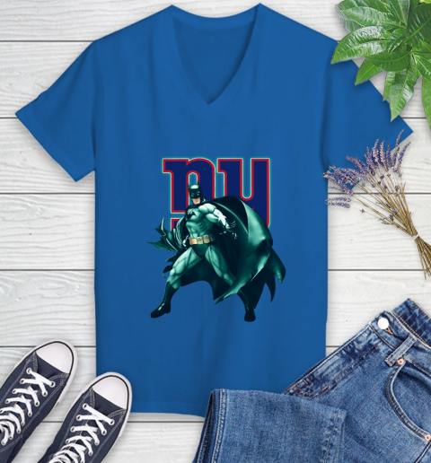 NFL Batman Football Sports New York Giants Women's V-Neck T-Shirt 10