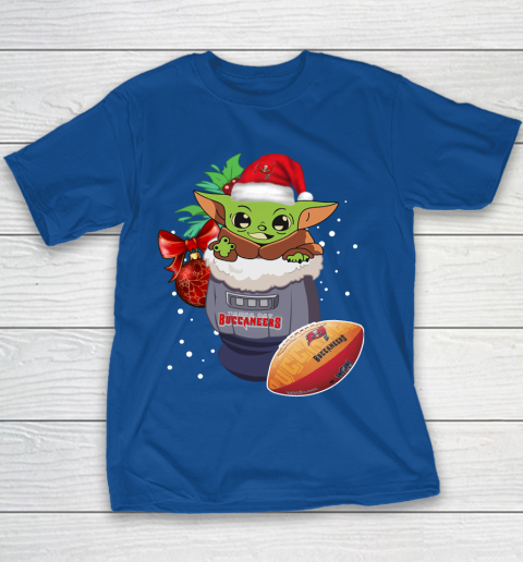 Tampa Bay Buccaneers Christmas Baby Yoda Star Wars Funny Happy NFL Youth T-Shirt 8