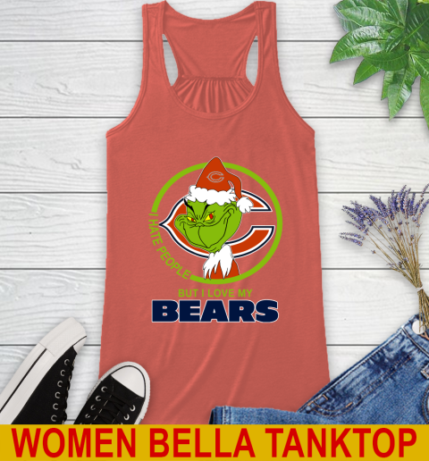 Chicago Bears NFL Christmas Grinch I Hate People But I Love My Favorite Football Team Racerback Tank 4