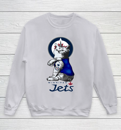 NHL My Cat Loves Winnipeg Jets Hockey Youth Sweatshirt 3