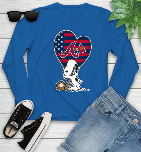 Atlanta Braves MLB Baseball The Peanuts Movie Adorable Snoopy Youth Long Sleeve 9