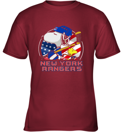 New York Ranger Ice Hockey Snoopy And Woodstock NHL Youth T-Shirt