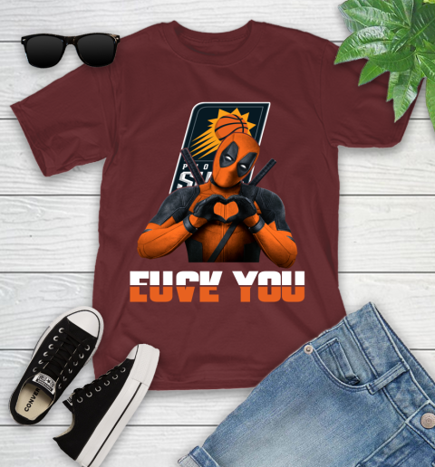 NBA Phoenix Suns Deadpool Love You Fuck You Basketball Sports Youth T-Shirt 14
