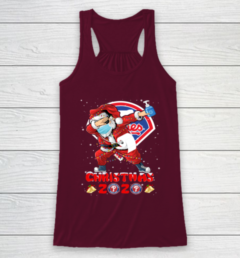 Philadelphia Phillies Funny Santa Claus Dabbing Christmas 2020 MLB Racerback Tank 2