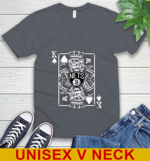 Brooklyn Nets NBA Basketball The King Of Spades Death Cards Shirt V-Neck T-Shirt 4